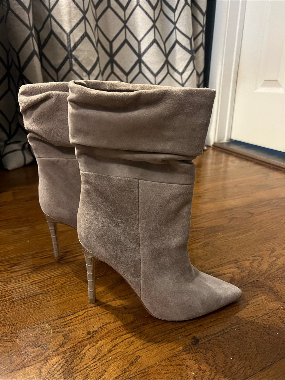 Guess Taupe Suede Fold-Over Stiletto Boots - Women